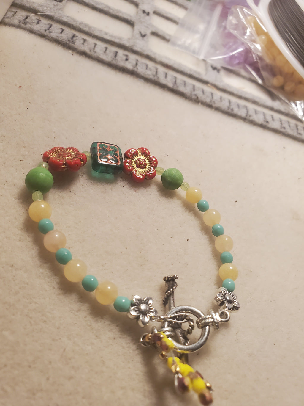 Red flower bracelet