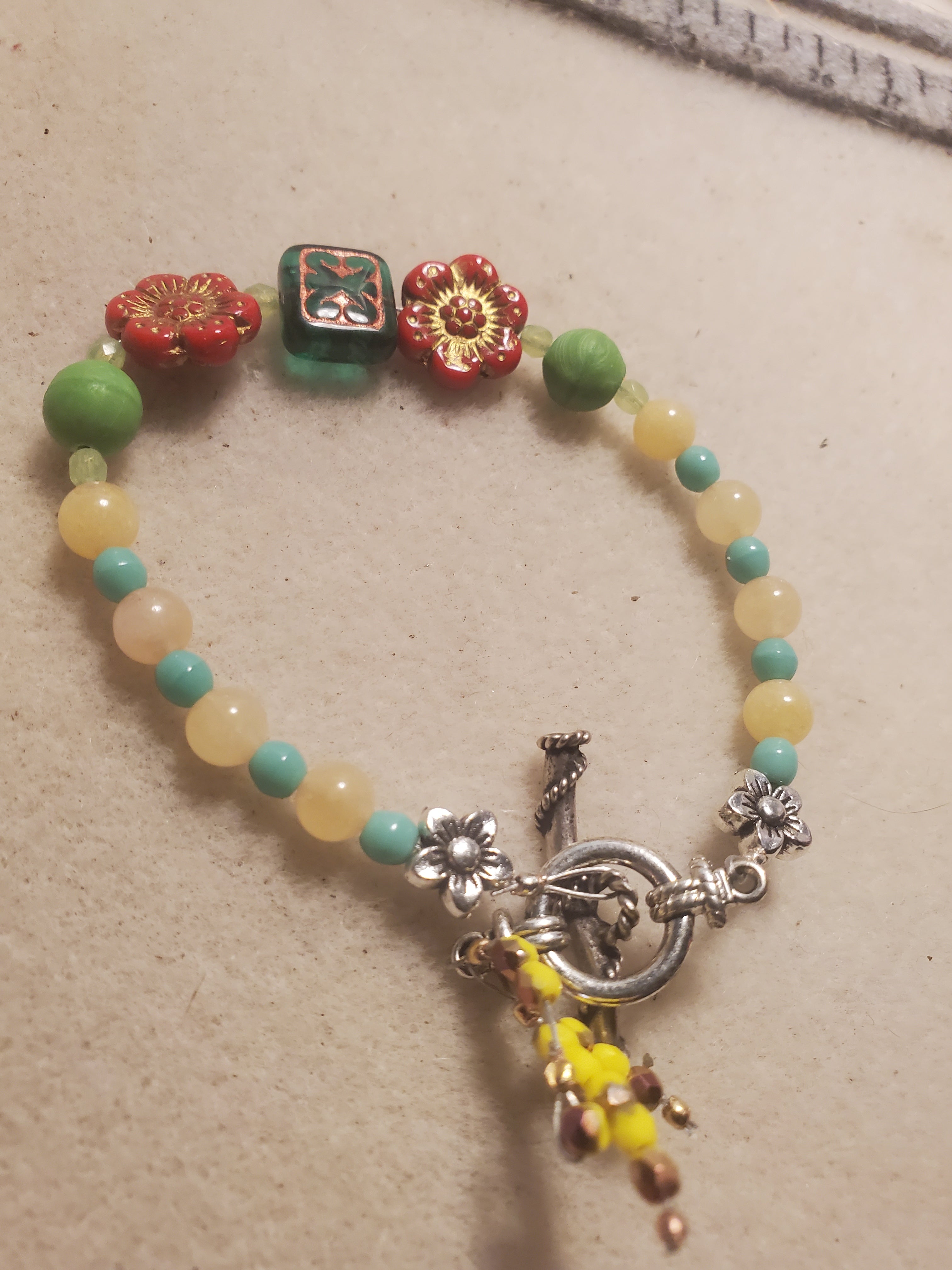 Red flower bracelet