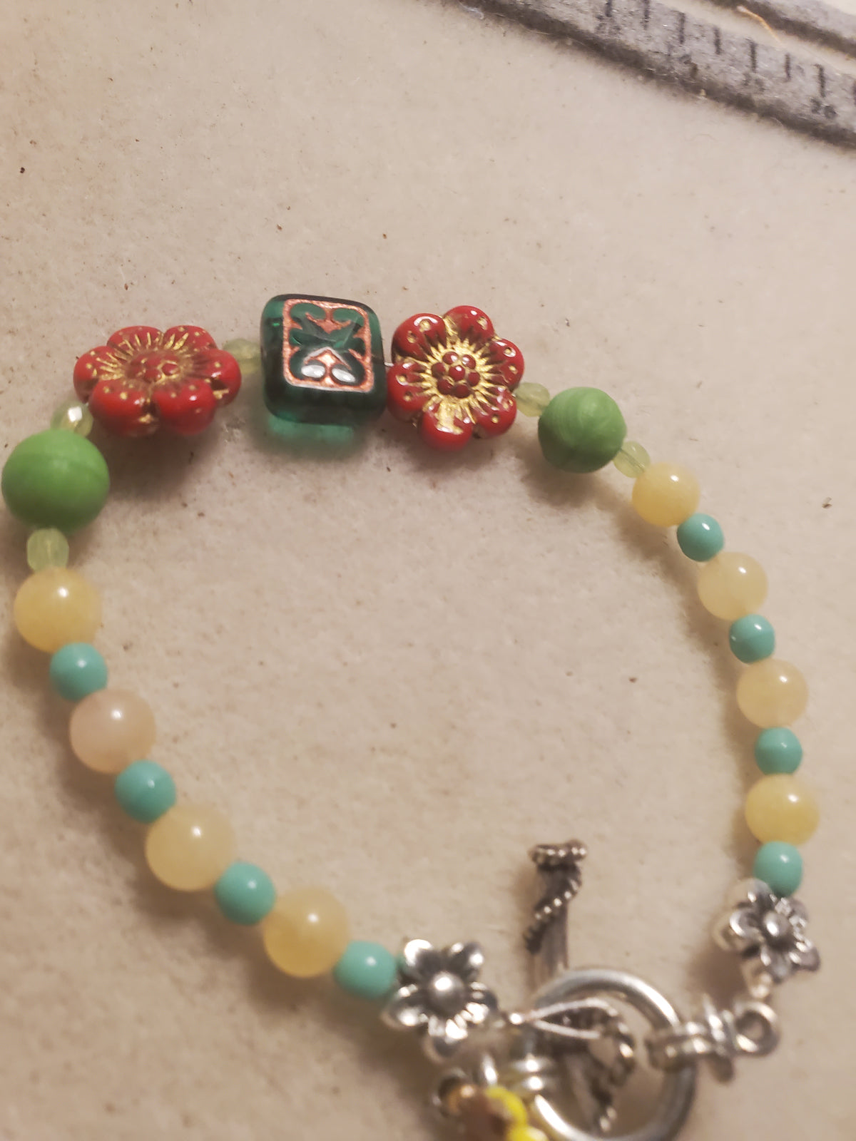 Red flower bracelet