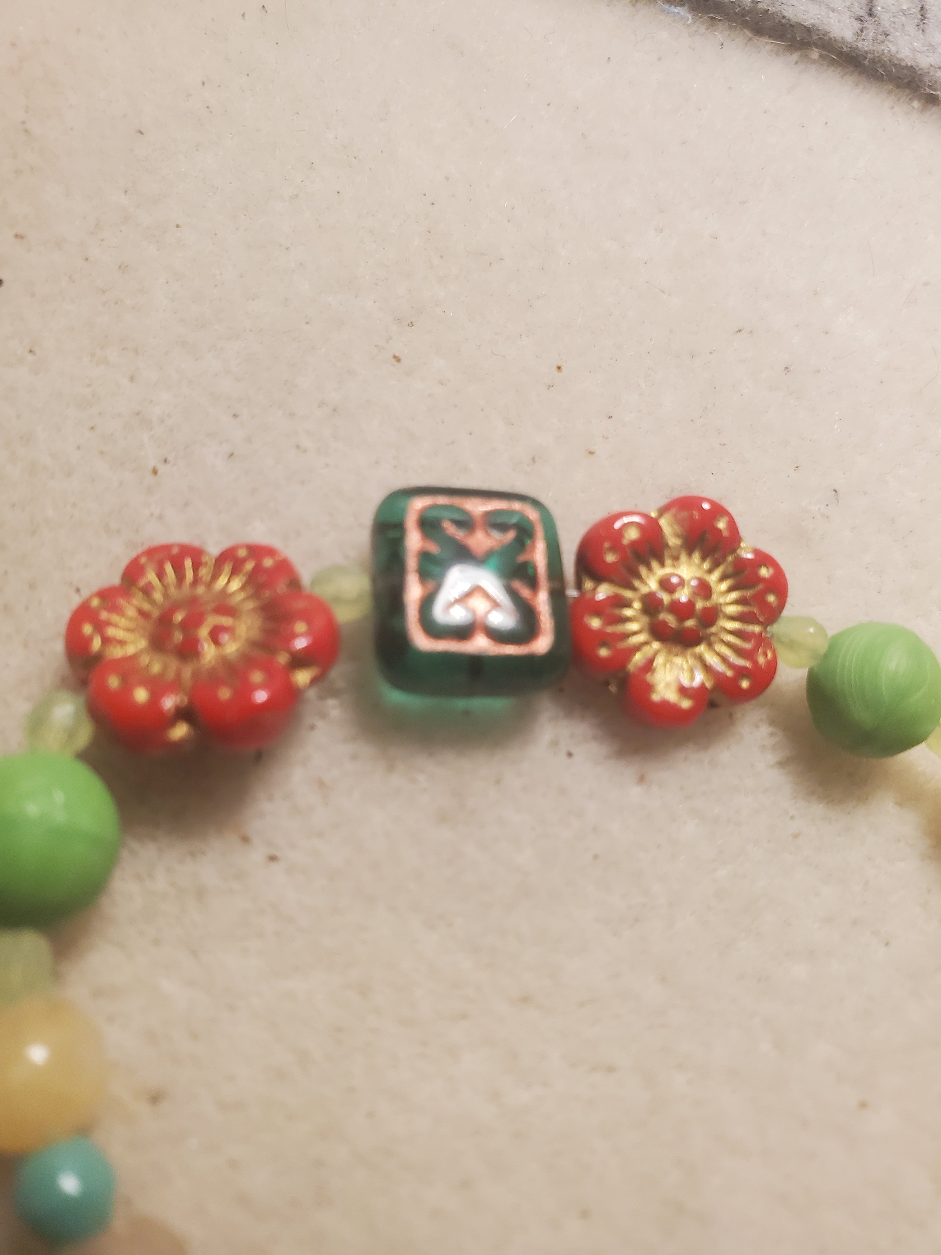 Red flower bracelet