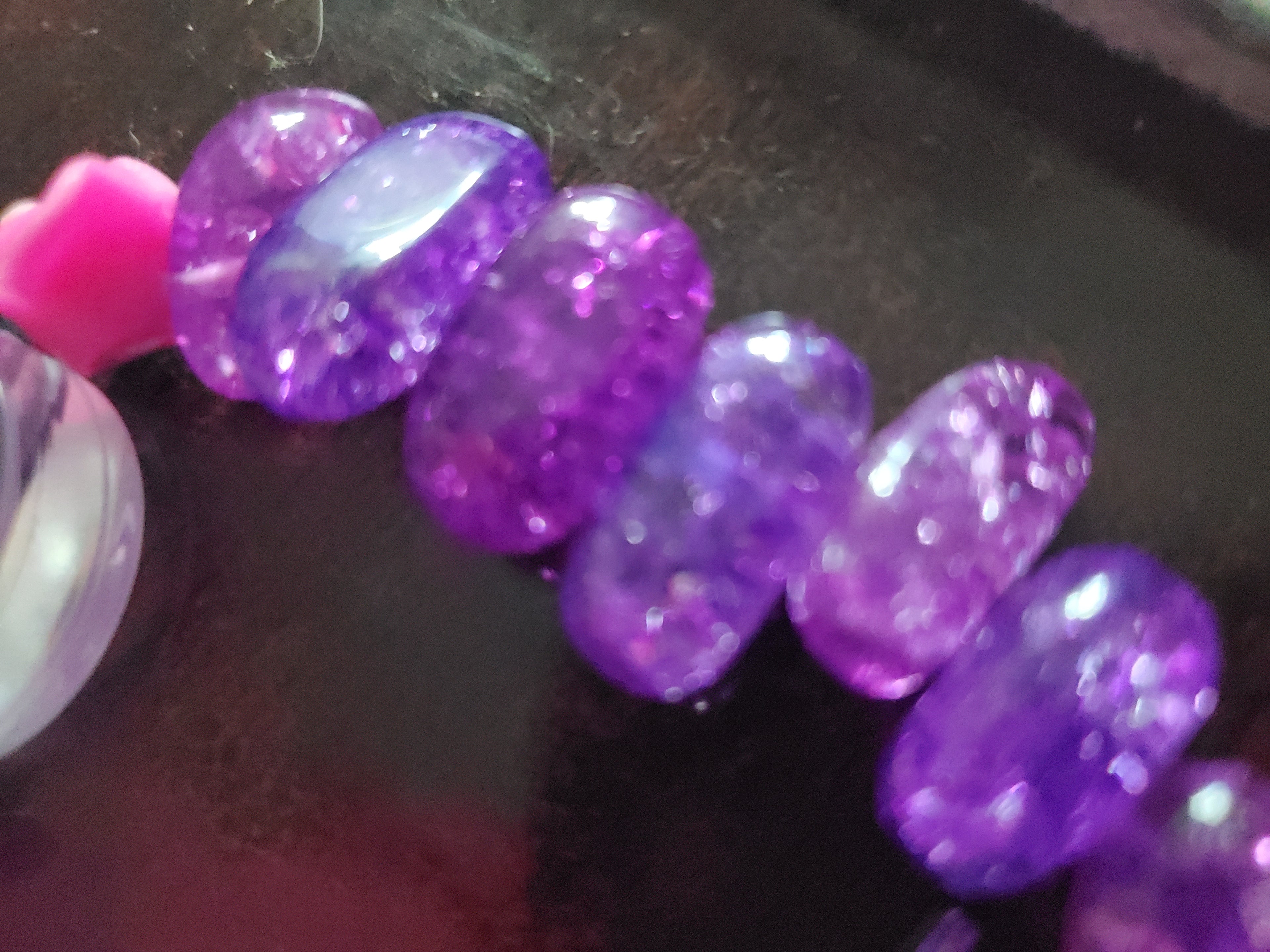 Funky purple beaded bracelet w/ toggle closure.
