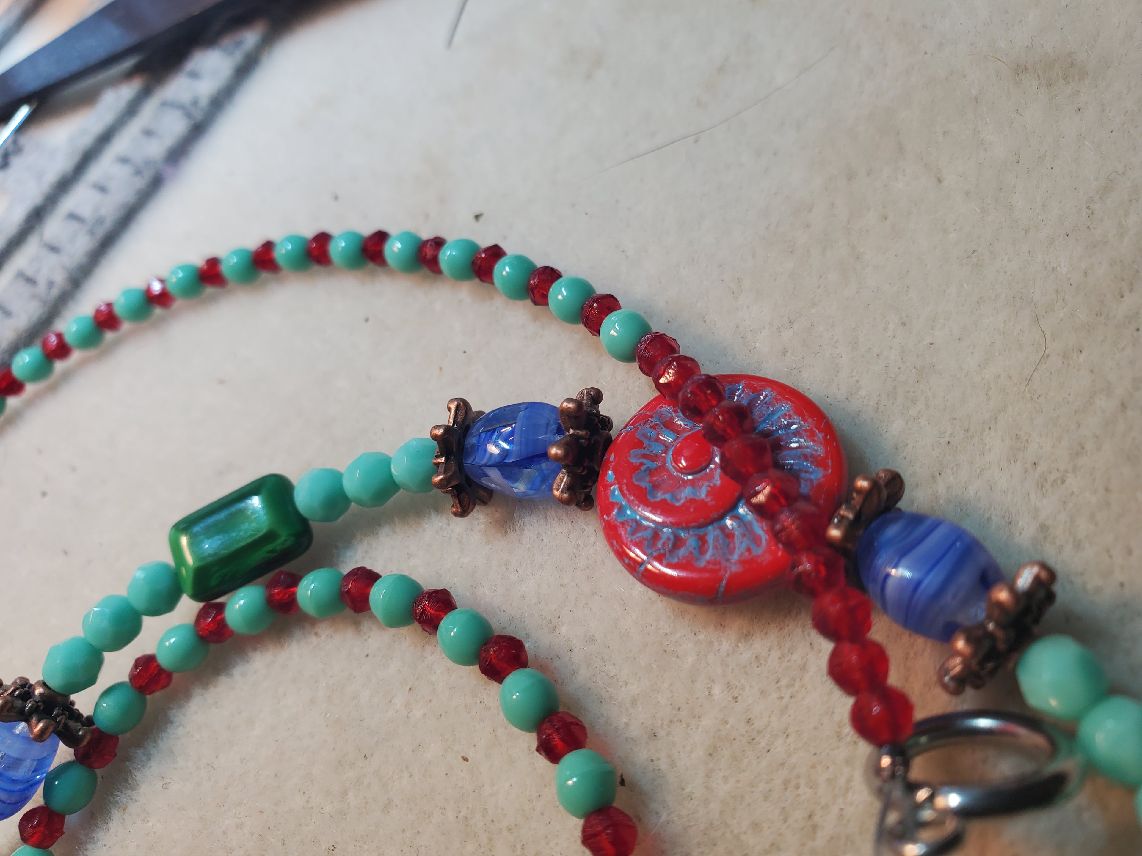 Red floral pendant